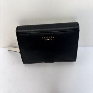 Radley London Bifold Wallet Leather Black Gold Hardware Womens